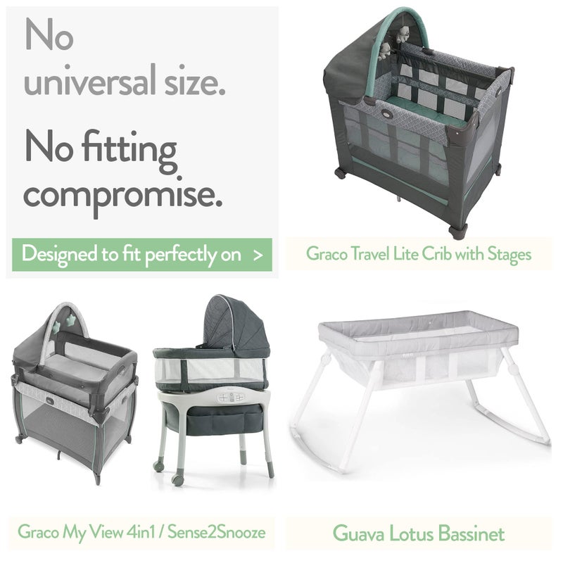 Joey + Joan Bassinet Sheets 20x30 Inch for Graco Travel Lite Crib, Sense2Snooze, My View 4 in 1, Dream Suite and Guava Bassinet â€“ 100% Jersey Cotton Fitted Sheets â€“ Grey, Mint â€“ 2 Pack - Image 2